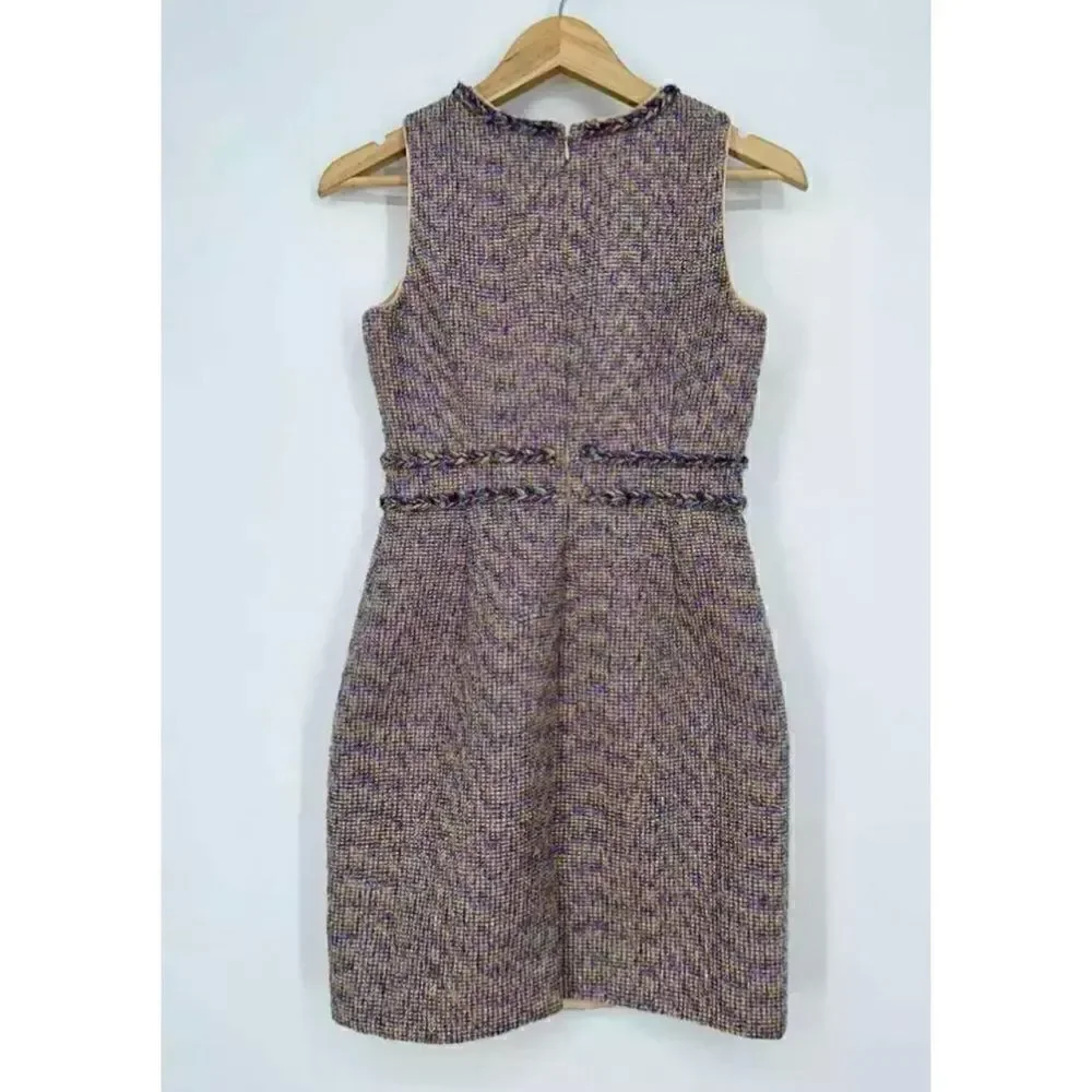 J. Crew Sheath Dress in Gold Blue Twinkle Tweed Size 0 / NWT